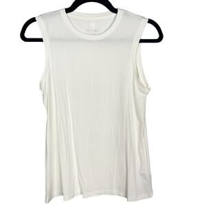 Tory Burch Sport Small S Off White Crew Neck Sleeveless Tank Top Workout